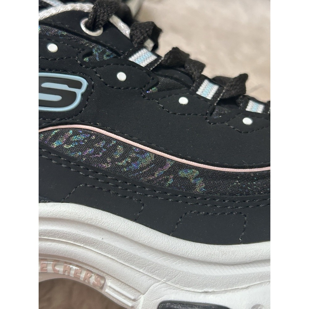 Skechers D Lites Lace Up Comfort Shoes Sneakers Women Size 8 Black Pink White - Picture 8 of 11